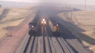 Three UP Coal Trains South of Bill, WY