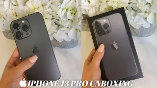 NEW GRAPHITE IPHONE 13 PRO UNBOXING | camera test, phone & accessories unboxing!