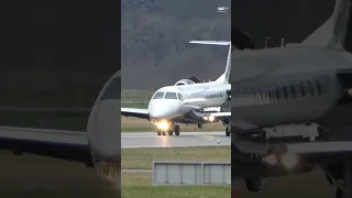 Smoking Landing Gear 😲🛩️  Arrival of Embraer Legacy 600 in Bern!! #aviation #planespotting