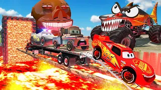 LIGHTNING MCQUEEN AND TOW MATER VS MONSTER SHARK AND DABABY 😥