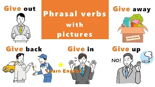 Phrasal verbs with pictures | vocabulary | Phrasal verbs Give | English grammar