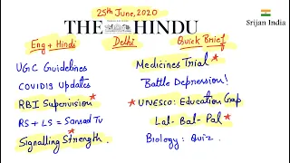 25th June 2020 | Newspaper Brief | The Hindu | Srijan India
