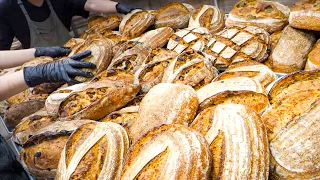 Street Food in Korea! Super Healthy Rye bread with Levain Making process-Korea street food/서울빵맛집