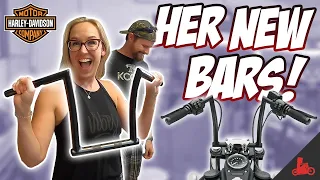 Her NEW Bars! - Harley Iron 883 Z-Bars Install