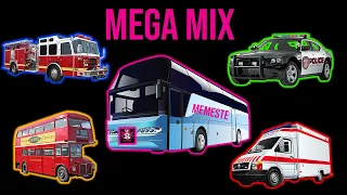 90 Ambulance, Police Siren, Bus Horn Sound Variations in 527 Seconds [Mega Mix]