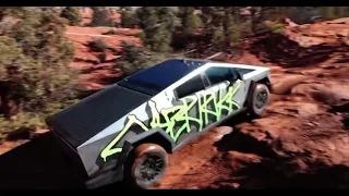 Fleet Of Cybertrucks Off-Roading In Sedona, Arizona With Jeep Support Vehicles