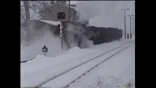 Güterzüge Bf. Stiege Winter 1988 mit richtig Schnee und Dampf