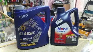 Масло Mobil Ultra 10W40 против MANNOL Classic 10W-40 или встреча под санкциями России!