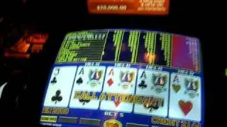 Video Poker Jackpot - 4 Aces Dealt, Waiting for a Kicker