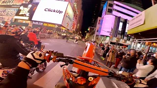 1000 DIRTBIKES AND ATVS RIDE THRU TIMES SQUARE! * Banshee And Kx100 Blow Up On Highway! *