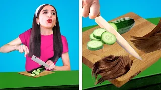 PROBLEMAS DE CABELLO LARGO VS CABELLO CORTO || Locos Trucos Para el Cabello & Situaciones Divertidas