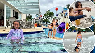 TOUR pelo HOTEL na praia em SP: MUITA diversão, COMIDA, brinquedao na PISCINA e bagunça!