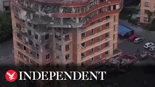 Drone footage shows scale of destruction in Odesa after Russian strike