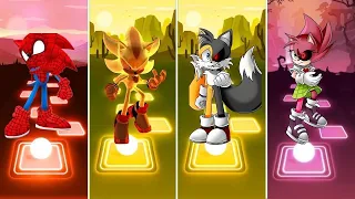 Spider Man Sonic 🆚 Super Shadow Sonic 🆚 Tails Exe Sonic 🆚 Amy Exe Sonic | Sonic Tiles Hop EDM Rush