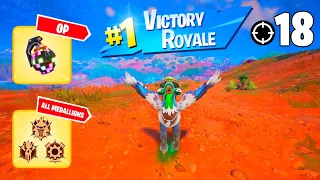 High Elimination Solo Win Gameplay | ALL MEDALLIONS | Fortnite Chapter 5 Season 3 Zero Builds