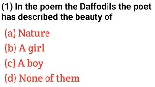 The Daffodils MCQ Questions By William Wordsworth (Treasure Trove) 30 MCQ Questions...
