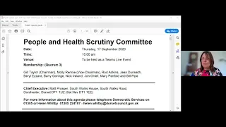 Recording of Dorset Council's  People & Health Scrutiny Committee   17 September 2020