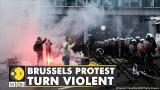 Thousands stage protest in Brussels over covid-19 restrictions; police fire water canon, tear gas