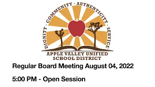 AVUSD Regular Board Meeting August 04, 2022