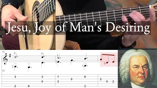 JESU, JOY OF MAN'S DESIRING - J.S. Bach - Full Tutorial with TAB - Fingerstyle Guitar