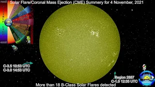 Coronal Mass Ejection (CME)/Solar Flare Report for 4 Nov, 2021: 3 C-Class & 18 B-Class Flares 4K