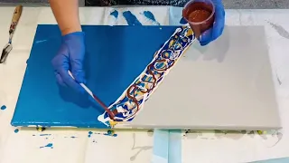 MUST SEE SPARKLING BLUE 🤩 See what dragonfly glaze does to your paints/ gorgeous composition