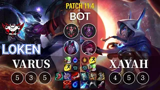 JDG LokeN Varus vs Xayah Bot - KR Patch 11.4