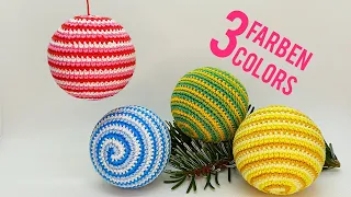 Drei-farbige Kugeln häkeln, three-colored crochet balls