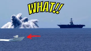 FISHING 100 Miles Offshore NEAR A HUGE US NAVY AIRCRAFT CARRIER-  THEY WERE TESTING A 40,000lb BOMB!