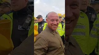 Police practice drill fails ... Pushing Birmingham fans for no reason... in a blocked compound