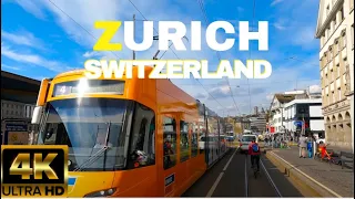 Zürich - Driving tour in SWITZERLAND CH March 2021 : The largest city【4K】