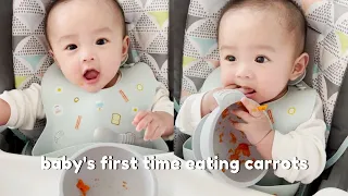 Baby Eating Carrots For The First Time | Baby Funny Reaction | Baby Food