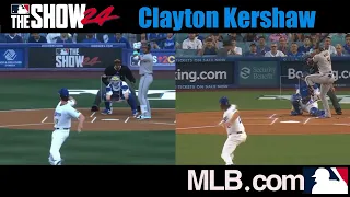 ⚾️  Clayton Kershaw - MLB the Show 24 vs Real Game Pitching Motion