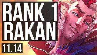 RAKAN & Kog'Maw vs JANNA & Varus (SUPPORT) | Rank 1 Rakan, 0/1/14, Rank 22 | KR Challenger | v11.14