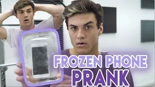 FROZE HIS PHONE IN ICE PRANK!