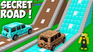 Where does LEAD THE DIAMOND ROAD VS DIRT ROAD in Minecraft ? SECRET CAR ROAD !