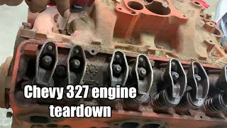 Tearing down an old stuck chevy 327 engine.