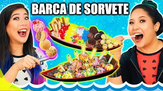 SUPER BARCA DE SORVETE CHALLENGE! - Desafio do sorvete | Blog das irmãs