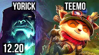 YORICK vs TEEMO (TOP) | Rank 3 Yorick, 6 solo kills, 12/2/3, Godlike | KR Master | 12.20