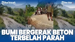 PENAMPAKAN MENGERIKAN Kehancuran di Pelosok Purwakarta Imbas Pergerakan Tanah, Jalan Beton Terbelah