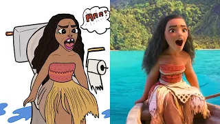 Moana How Far I'll Go Funny Drawing Meme | Try Not to Laugh 😂