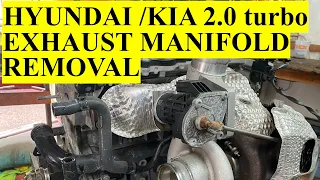 Removal of Exhaust Manifold with turbo on 2011-2014 Hyundai Sonata, Santa Fe, Kia Optima 2.0 turbo