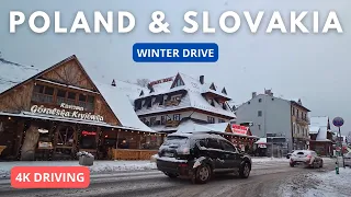 Driving from Poland to Slovakia: Snow in Tatra: 4K January 2024
