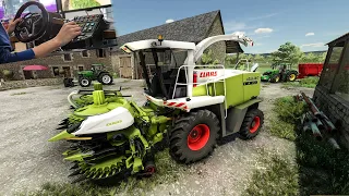 2001 Claas Jaguar 890 in action at the Farm (Silage work) | FS 22 Thrustmaster T248 gameplay