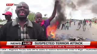 Residents protest after the a suspected terror attack in Salama, Lamu leaving one dead