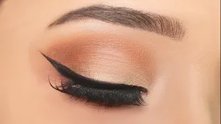 Simple everyday eye makeup with winged eyeliner|| How to apply eyeshadow step by step for beginners