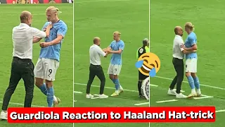 😂 Pep Guardiola Crazy Reaction to Erling Haaland Hat-Trick vs Manchester United