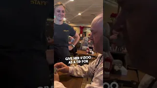 Surprising waitress with a $1,300 tip ❤️👏