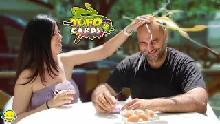 TUFO CARDS CHALLENGE CON HUEVOS EN LA CABEZA!!