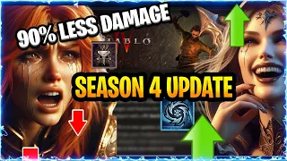 Diablo 4 Season 4 : MASSIVE PATCH NOTES, New Uniques HUGE Barb Nerfs HUGE SORC BUFFS  PTR S4 D4